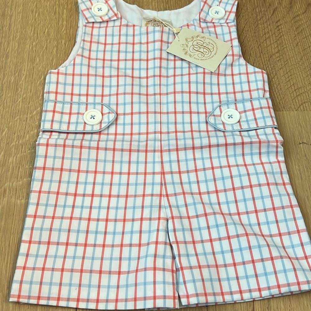 The Beaufort Bonnet Company Red and Blue Plaid Bodysuit